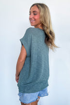 Taylen Hacci Slub Knit Roll Sleeve Top - FINAL SALE - Madison and Mallory