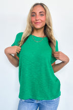 Taylen Hacci Slub Knit Roll Sleeve Top - FINAL SALE - Madison and Mallory