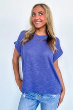 Taylen Hacci Slub Knit Roll Sleeve Top - FINAL SALE - Madison and Mallory