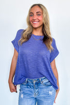 Marlin / S Taylen Hacci Slub Knit Roll Sleeve Top - FINAL SALE - Madison and Mallory