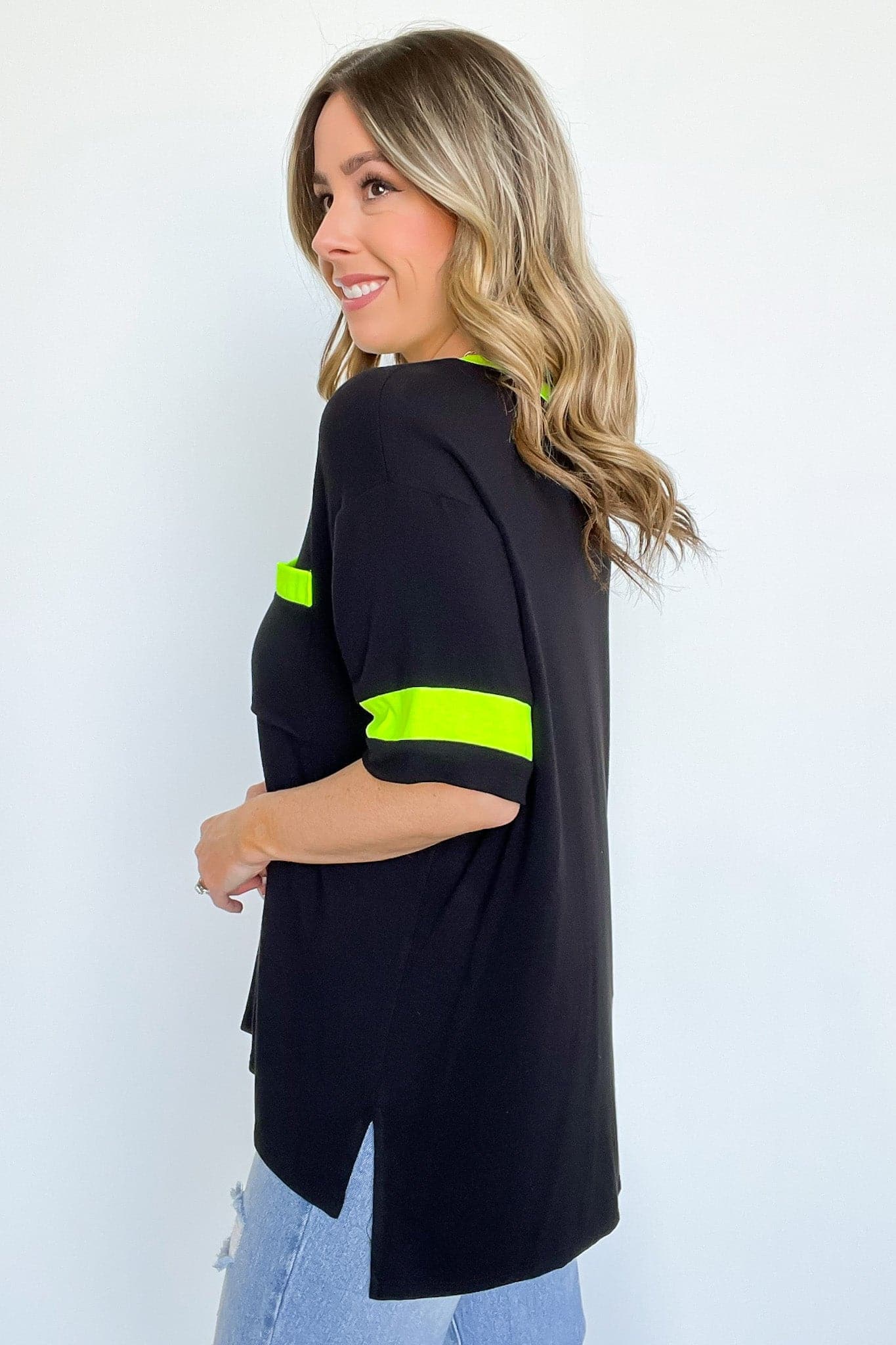  Taylie Neon Color Block V-Neck Top - FINAL SALE - Madison and Mallory