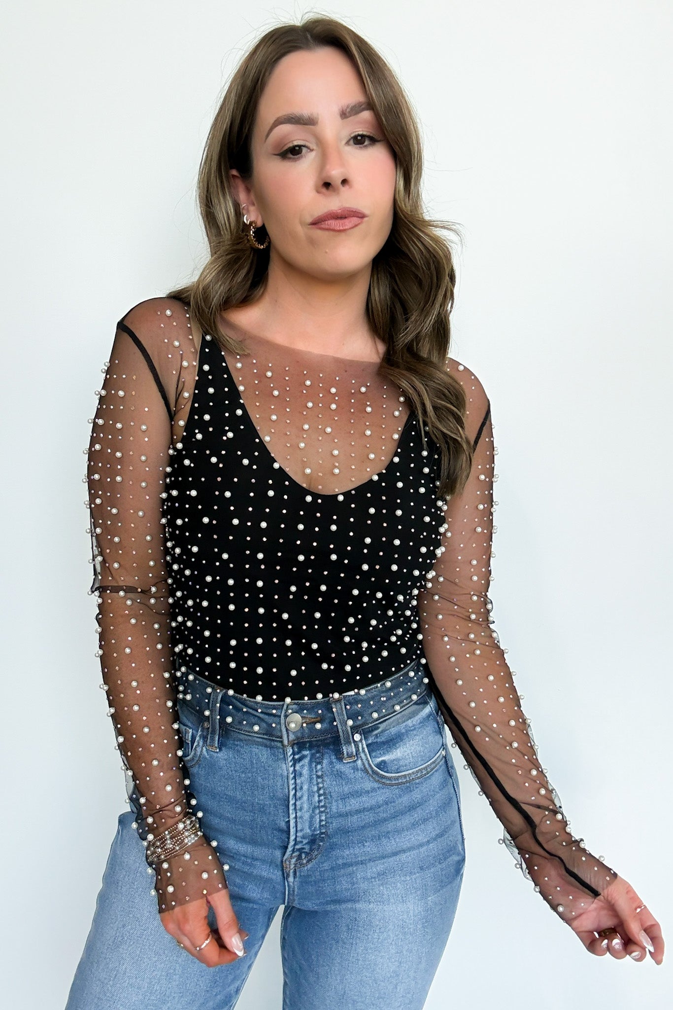  Tell Me More Metallic Mesh Top - Madison and Mallory