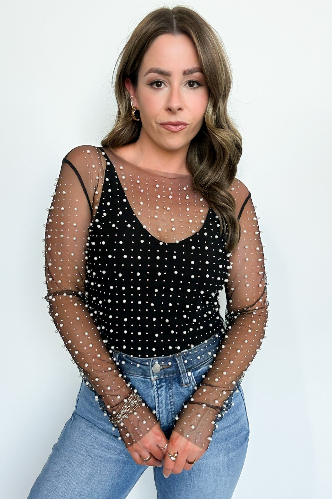  Tell Me More Metallic Mesh Top - Madison and Mallory