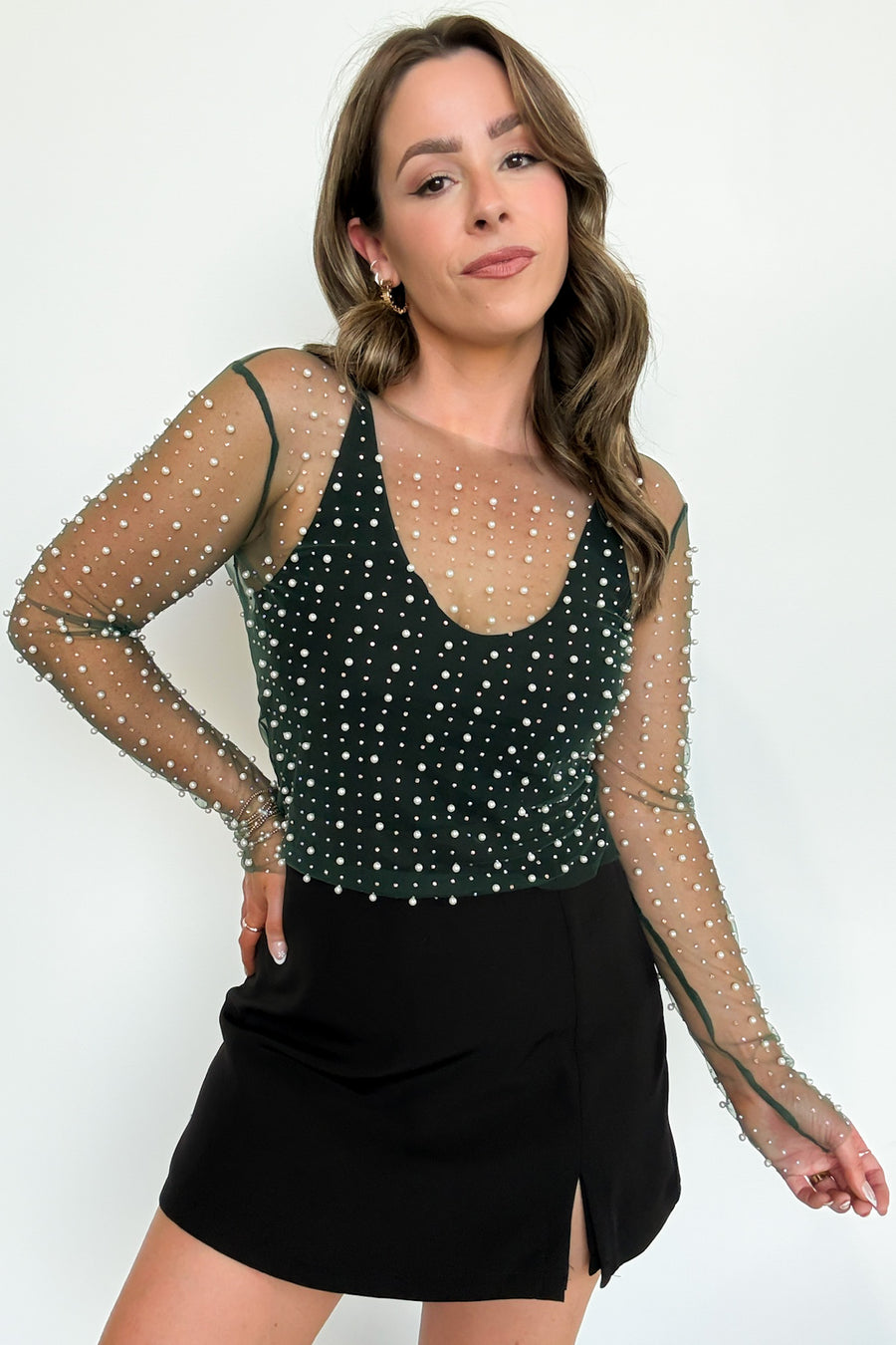  Tell Me More Metallic Mesh Top - Madison and Mallory