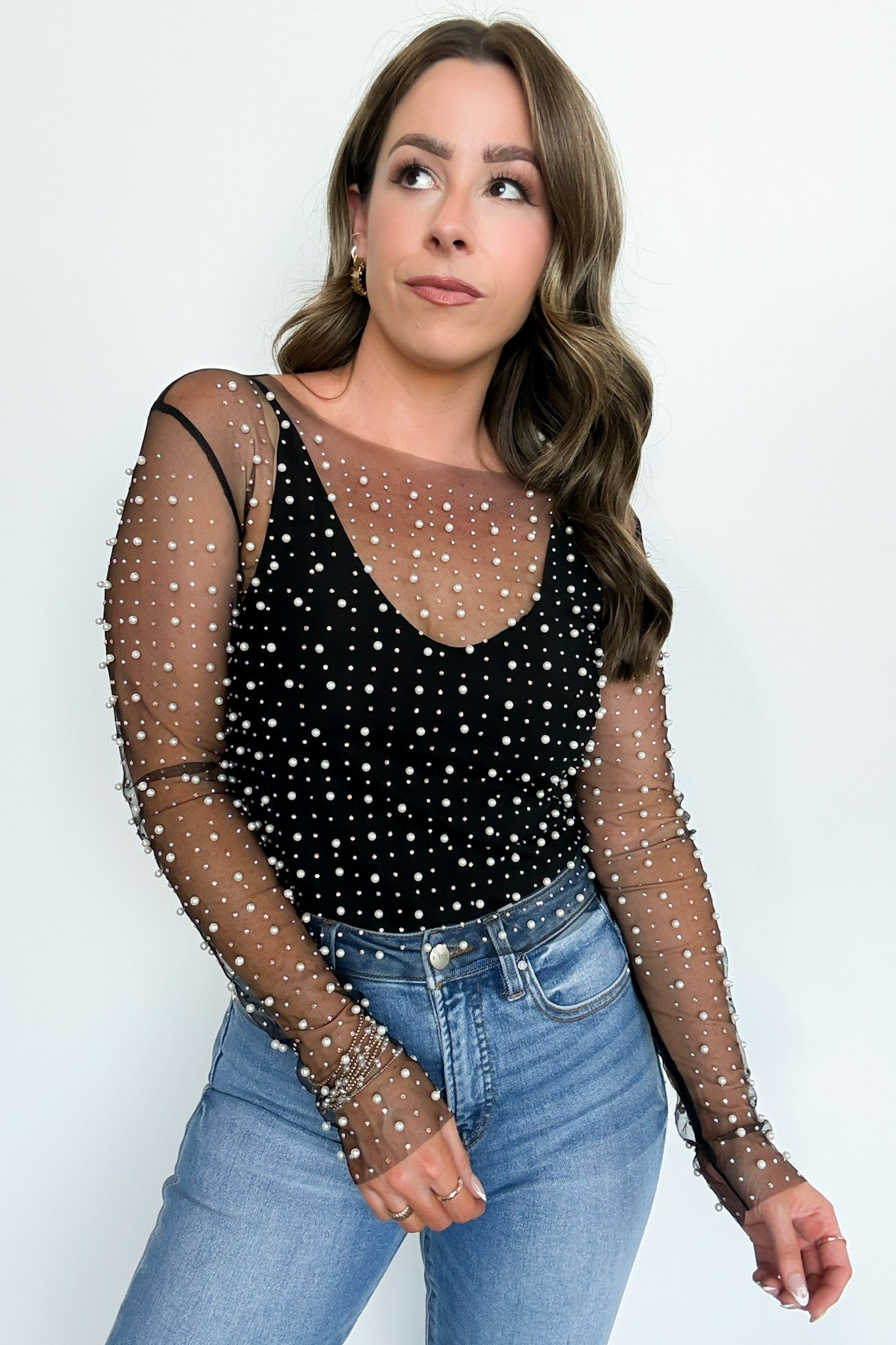  Tell Me More Metallic Mesh Top - Madison and Mallory