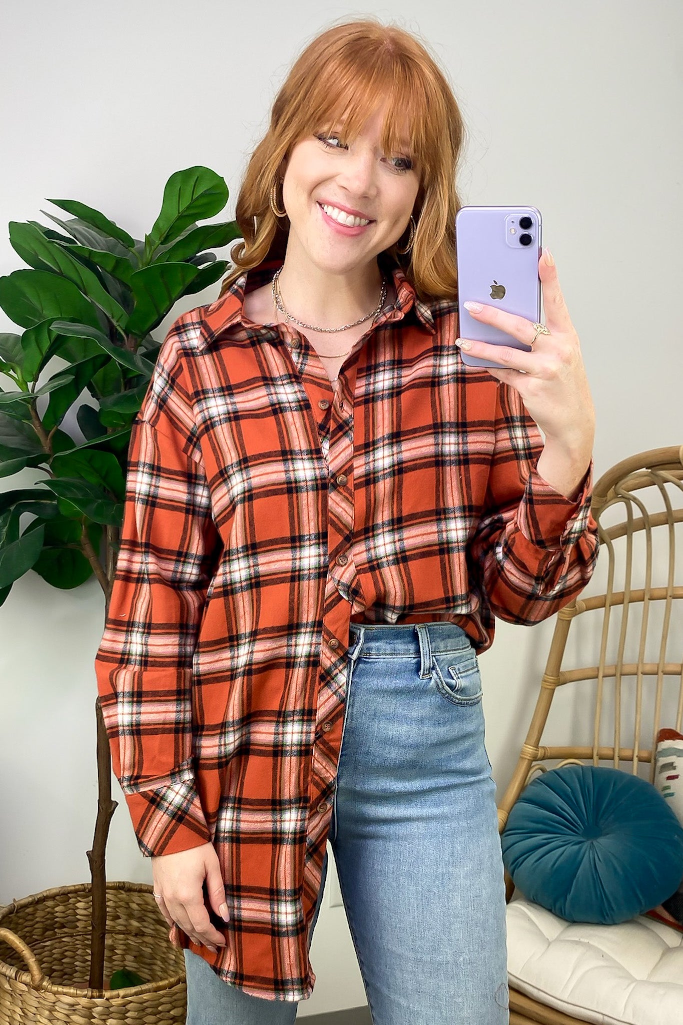  Tenya Oversized Plaid Button Down - FINAL SALE - Madison and Mallory