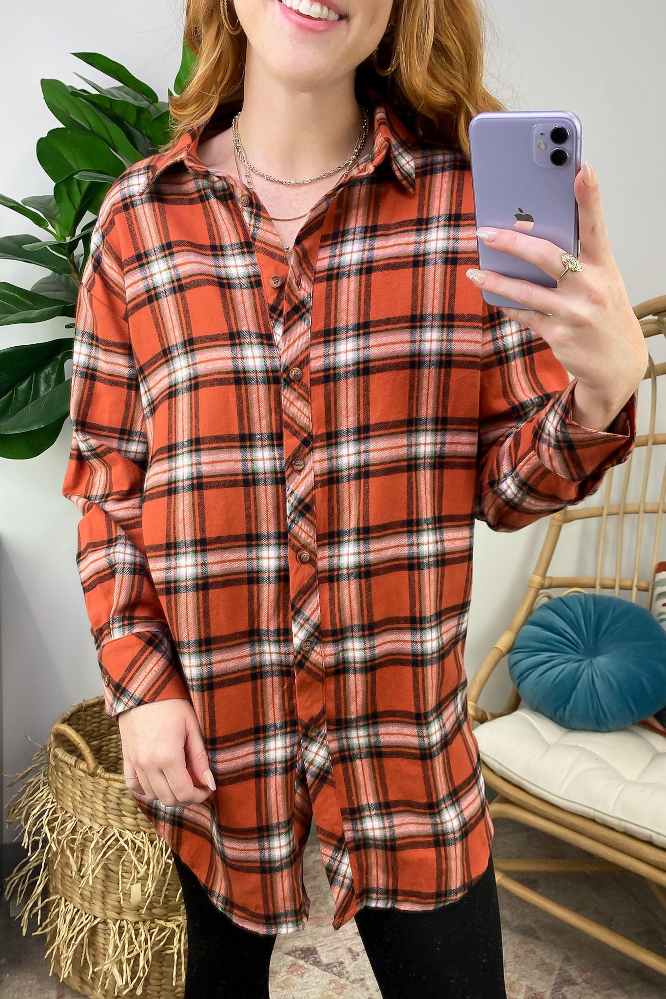  Tenya Oversized Plaid Button Down - FINAL SALE - Madison and Mallory