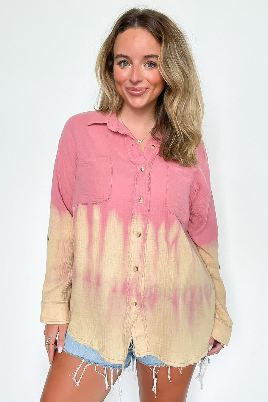 Teresa Button Down Tie Dye Top - Madison and Mallory