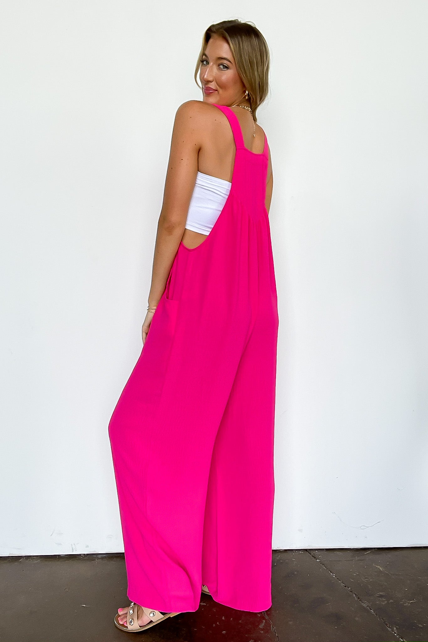 Terrific Timing Button Sling Wide Leg Jumpsuit - Madison and Mallory