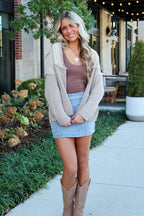 Texture & Tone Knit Contrast Cardigan - FINAL SALE - Madison and Mallory