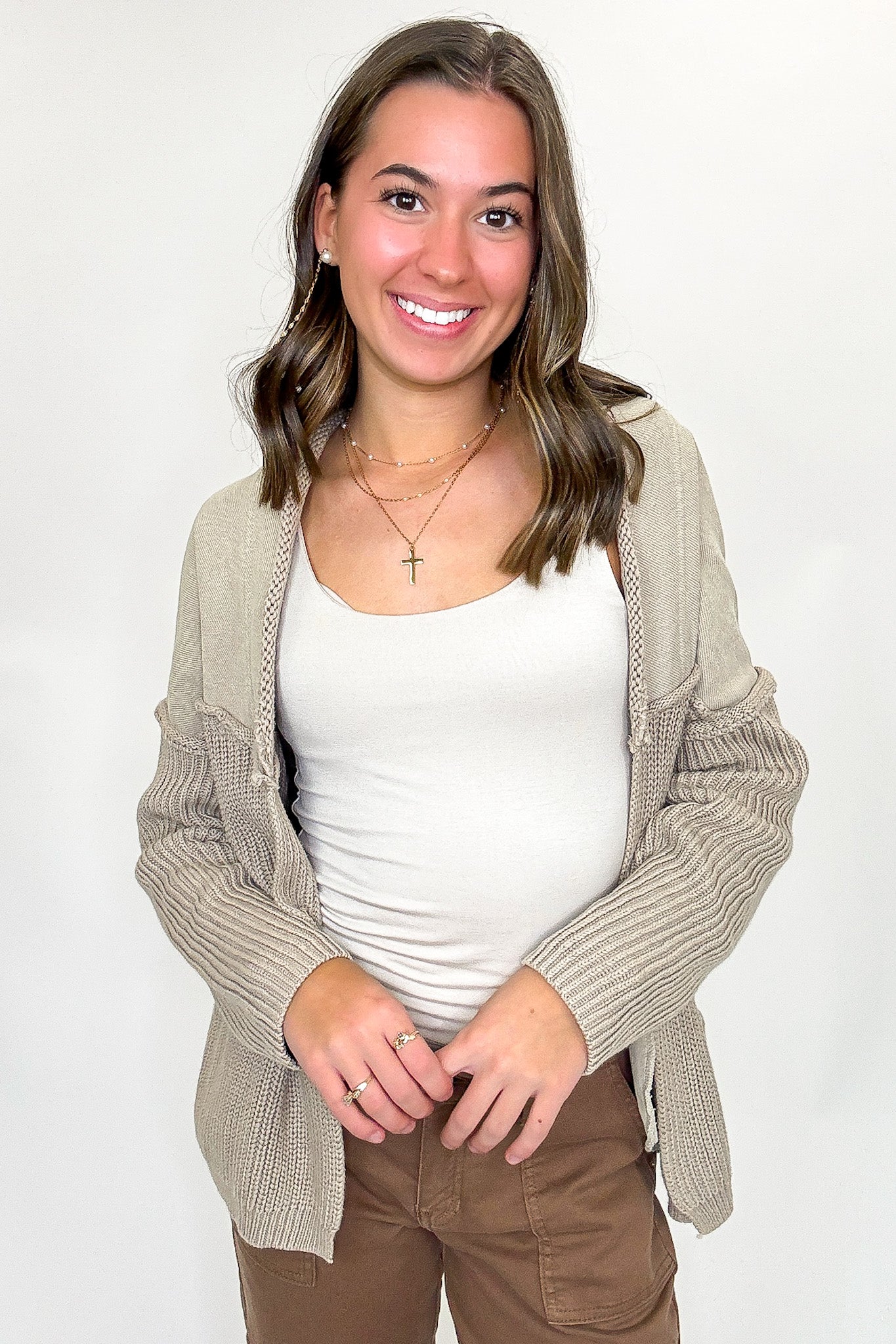 Texture & Tone Knit Contrast Cardigan - FINAL SALE - Madison and Mallory