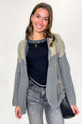 Washed Gray / S Texture & Tone Knit Contrast Cardigan - FINAL SALE - Madison and Mallory