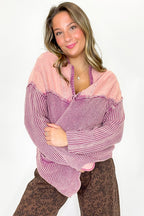 Texture & Tone Knit Contrast Cardigan - FINAL SALE - Madison and Mallory
