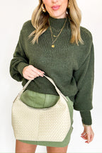 Neutral Textured Tempo Woven Weave Underarm Shoulder Bag - Madison and Mallory
