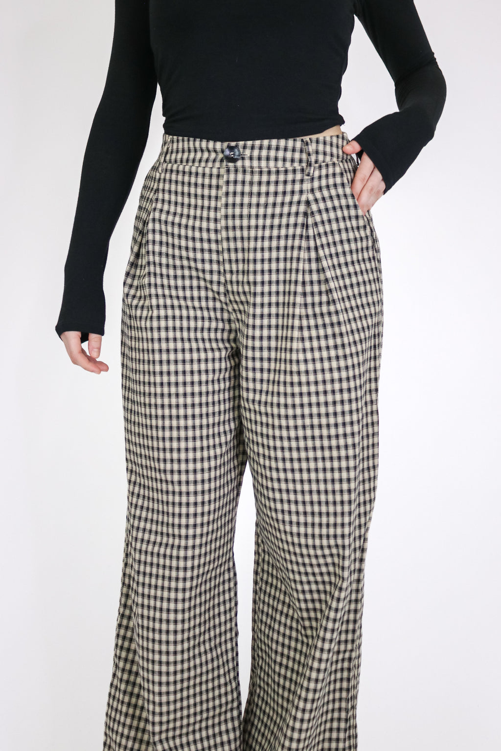 The Check Study Gingham Plaid Pleated Pants
