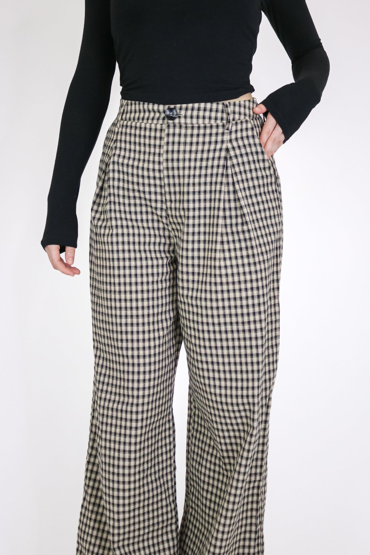 The Check Study Gingham Plaid Pleated Pants