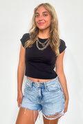 Black / S The Free Edit Exposed Seam Fitted Top - FINAL SALE - Madison and Mallory