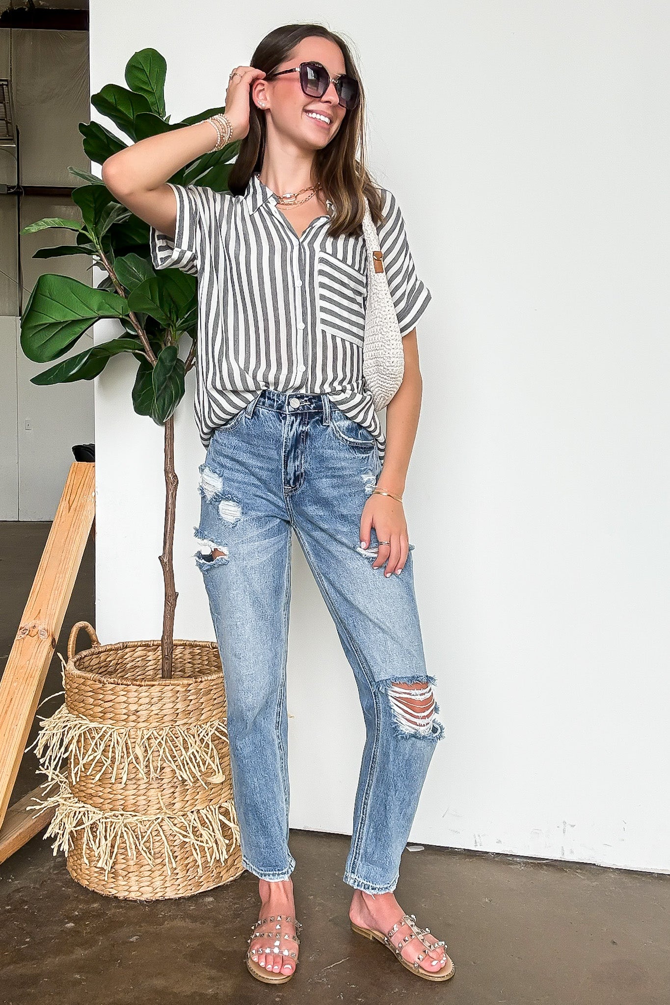 The Hamptons Striped Short Sleeve Shirt - FINAL SALE - Madison and Mallory