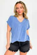 Denim / S The Lila Tee V-Neck Pocket Top - FINAL SALE - Madison and Mallory