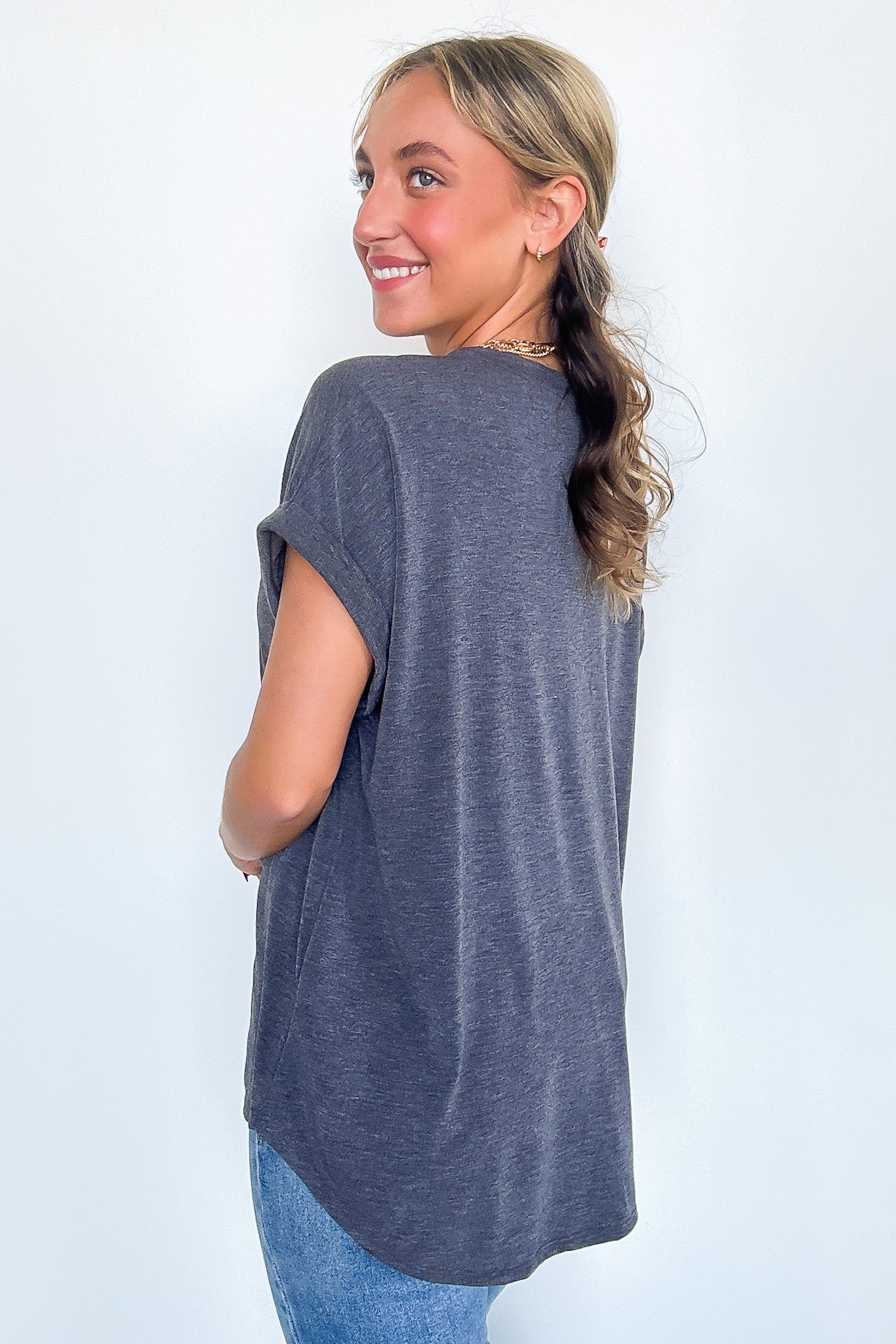 The Lila Tee V-Neck Pocket Top - FINAL SALE - Madison and Mallory