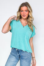 The Lila Tee V-Neck Pocket Top - FINAL SALE - Madison and Mallory