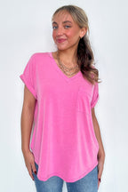 The Lila Tee V-Neck Pocket Top - FINAL SALE - Madison and Mallory