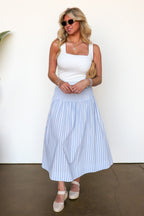 The Stripe Edit Smocked Maxi Skirt - Madison and Mallory