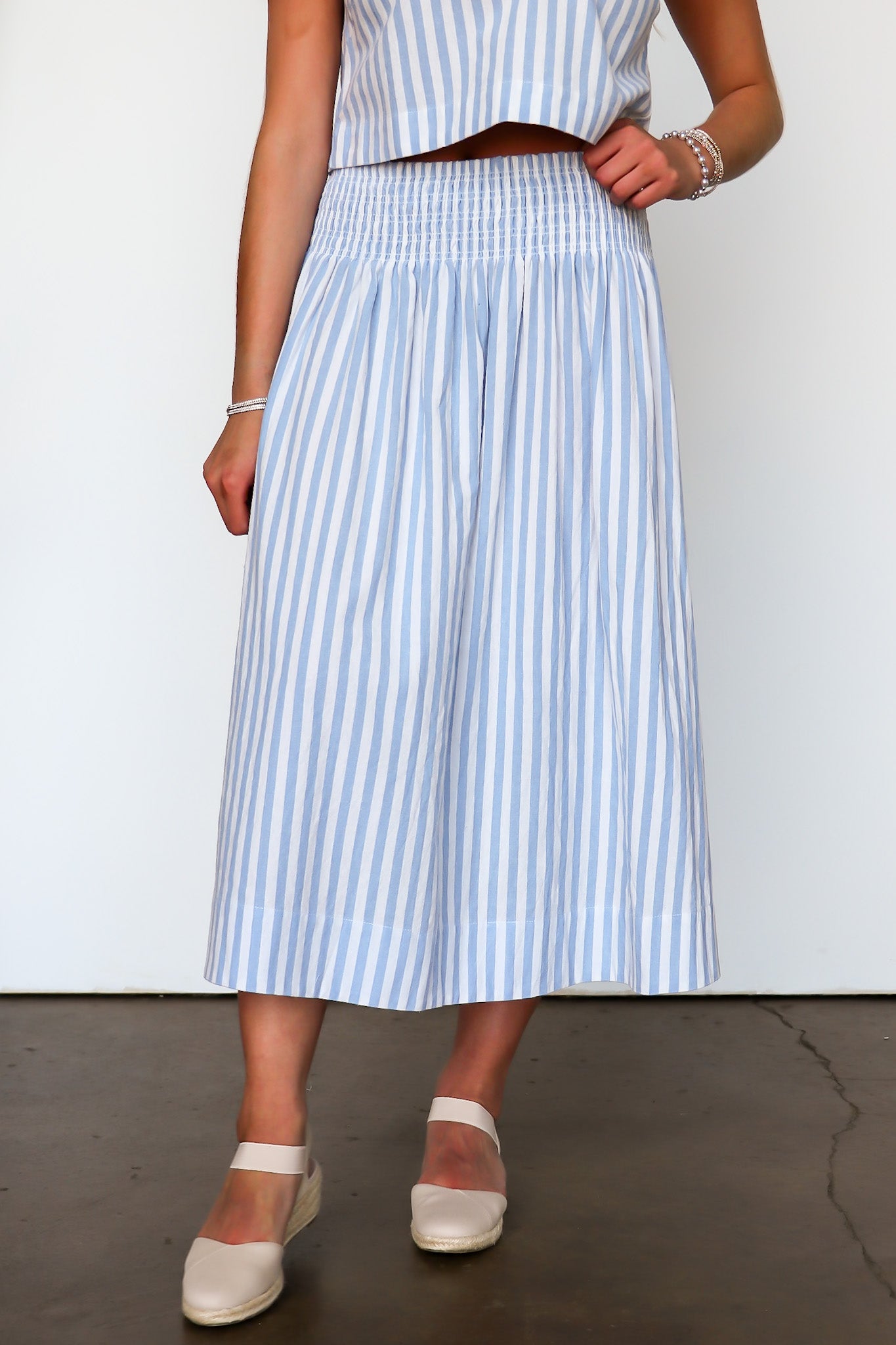 The Stripe Edit Smocked Maxi Skirt - Madison and Mallory