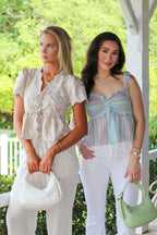 The Bloom Tie Embroidered Scalloped Peplum Top - Madison and Mallory