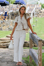 The Bloom Tie Embroidered Scalloped Peplum Top - Madison and Mallory
