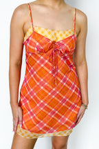The Check Edit Plaid Chiffon Mini Dress - Madison and Mallory