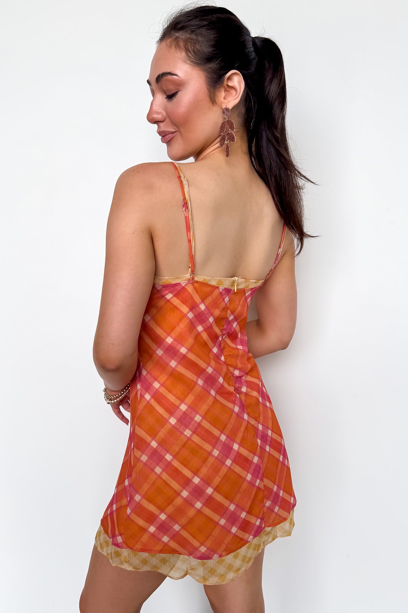 The Check Edit Plaid Chiffon Mini Dress - Madison and Mallory