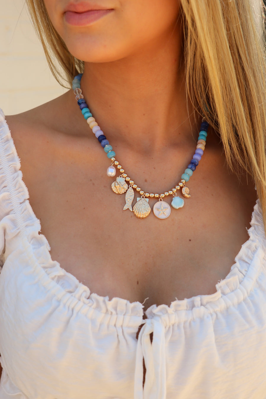 The Coastal Tide Beaded Charm Necklace - Madison and Mallory