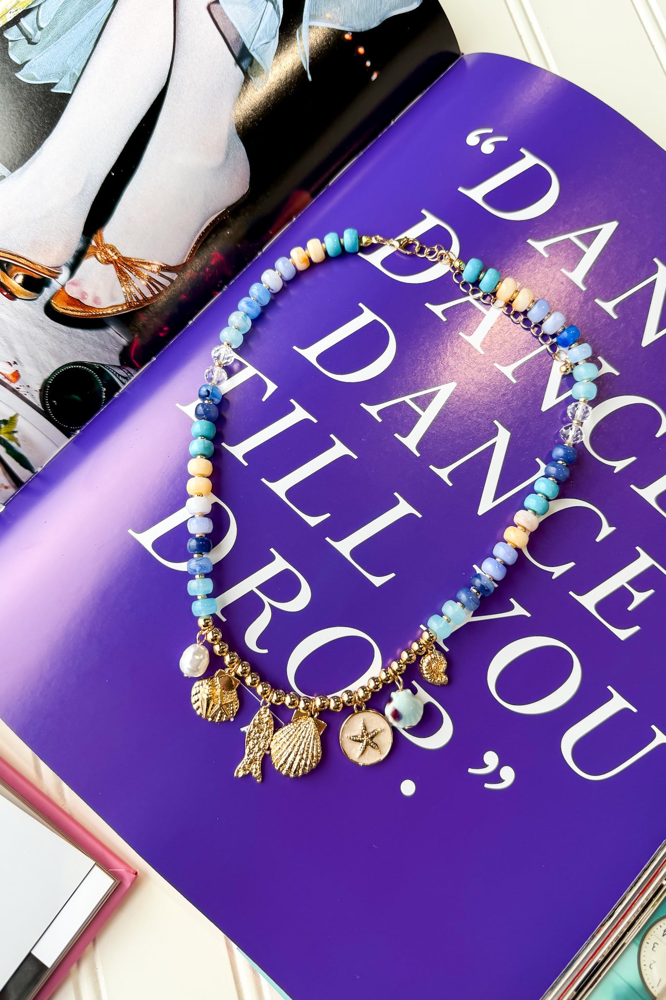 The Coastal Tide Beaded Charm Necklace
