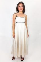 Natural / S The Contrast Charm Empire Waist Maxi Dress - Madison and Mallory