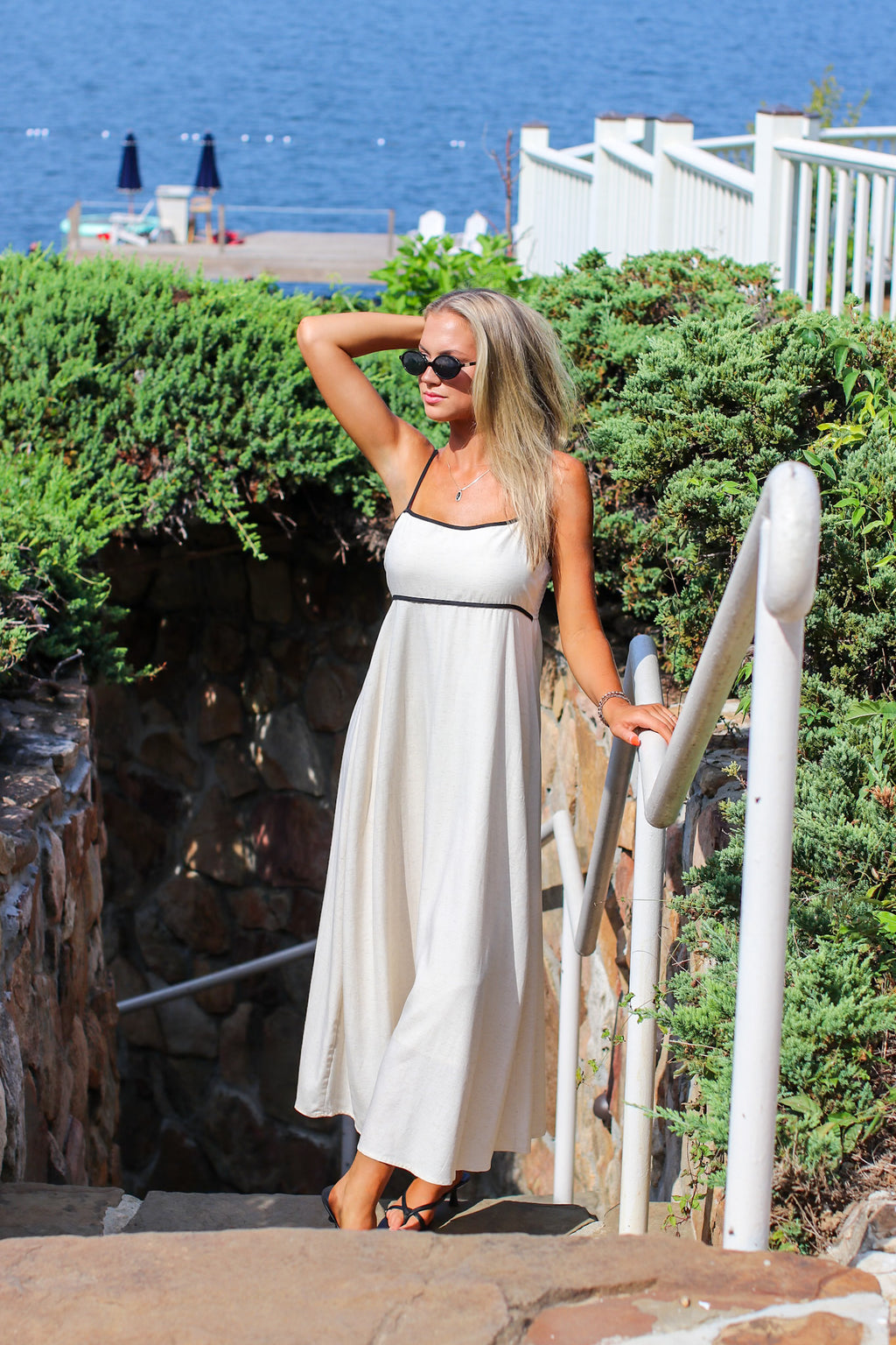 empire waist midi dress Women's Empire-Waist in 100% Linen - Size L please enter them into the note to seller section while checking out or message us MOON RIVER Women's Floral Empire