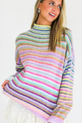 Lavender Mix / S The Cozy Color Striped Sweater - Madison and Mallory