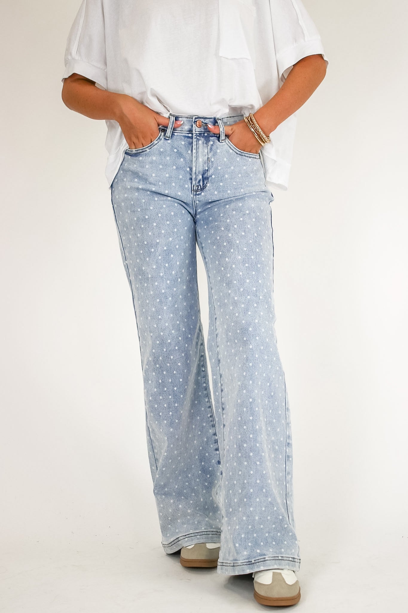 Light / 0/24 The Dot Theory High Rise Wide Leg Jeans - Madison and Mallory