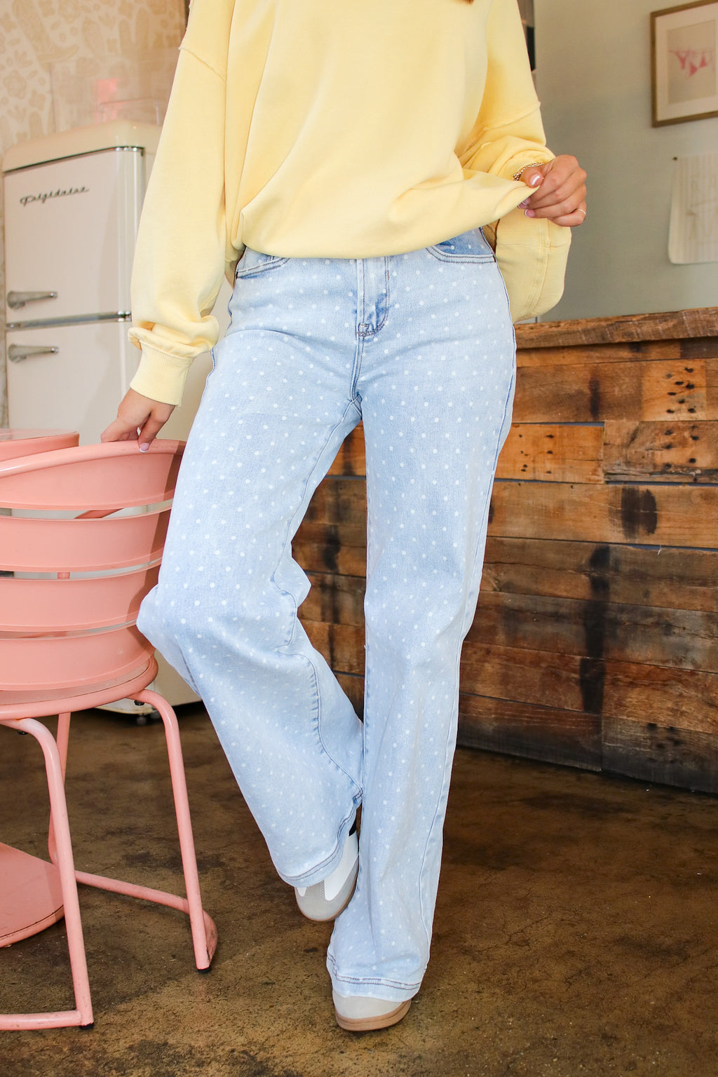 The Dot Theory High Rise Wide Leg Jeans
