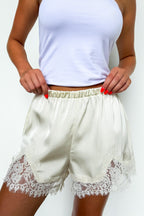 Cream / XS The Dream Trim Satin Lace Shorts - Madison and Mallory