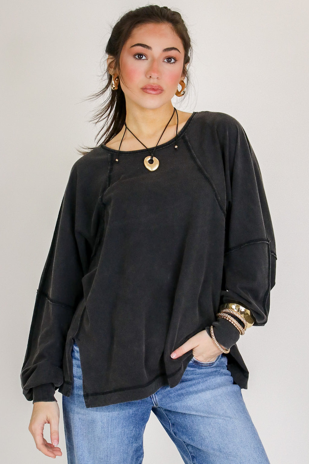 Black / S The Easy Chill Raglan Top - Madison and Mallory