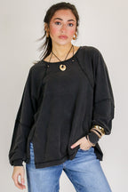 Black / S The Easy Chill Raglan Top - Madison and Mallory