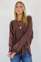 Dark Brown / S The Easy Chill Raglan Top - Madison and Mallory