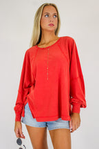 Red / S The Easy Chill Raglan Top - Madison and Mallory