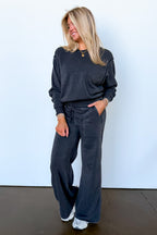 The Edge Mode Raw Edge Detail Burnout Sweatshirt and Wide Leg Pants - Madison and Mallory