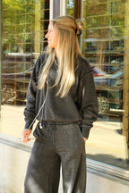 The Edge Mode Raw Edge Detail Burnout Sweatshirt and Wide Leg Pants - Madison and Mallory