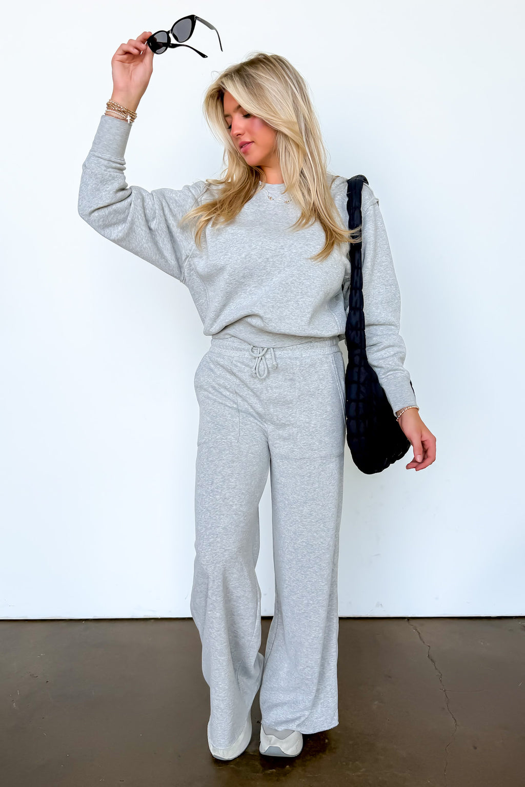 The Edge Mode Raw Edge Detail Burnout Sweatshirt and Wide Leg Pants - Madison and Mallory