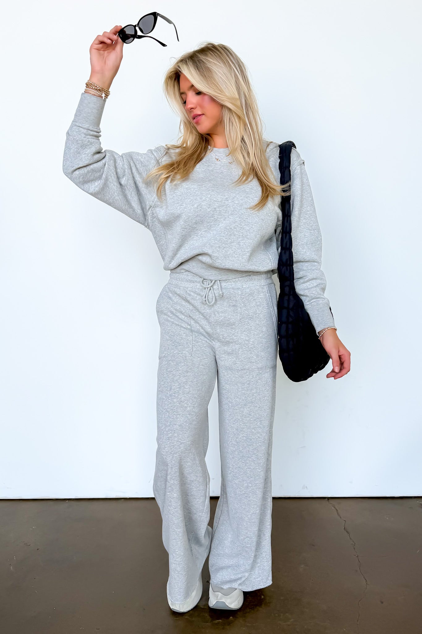 The Edge Mode Raw Edge Detail Burnout Sweatshirt and Wide Leg Pants - Madison and Mallory