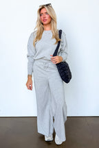 The Edge Mode Raw Edge Detail Burnout Sweatshirt and Wide Leg Pants - Madison and Mallory
