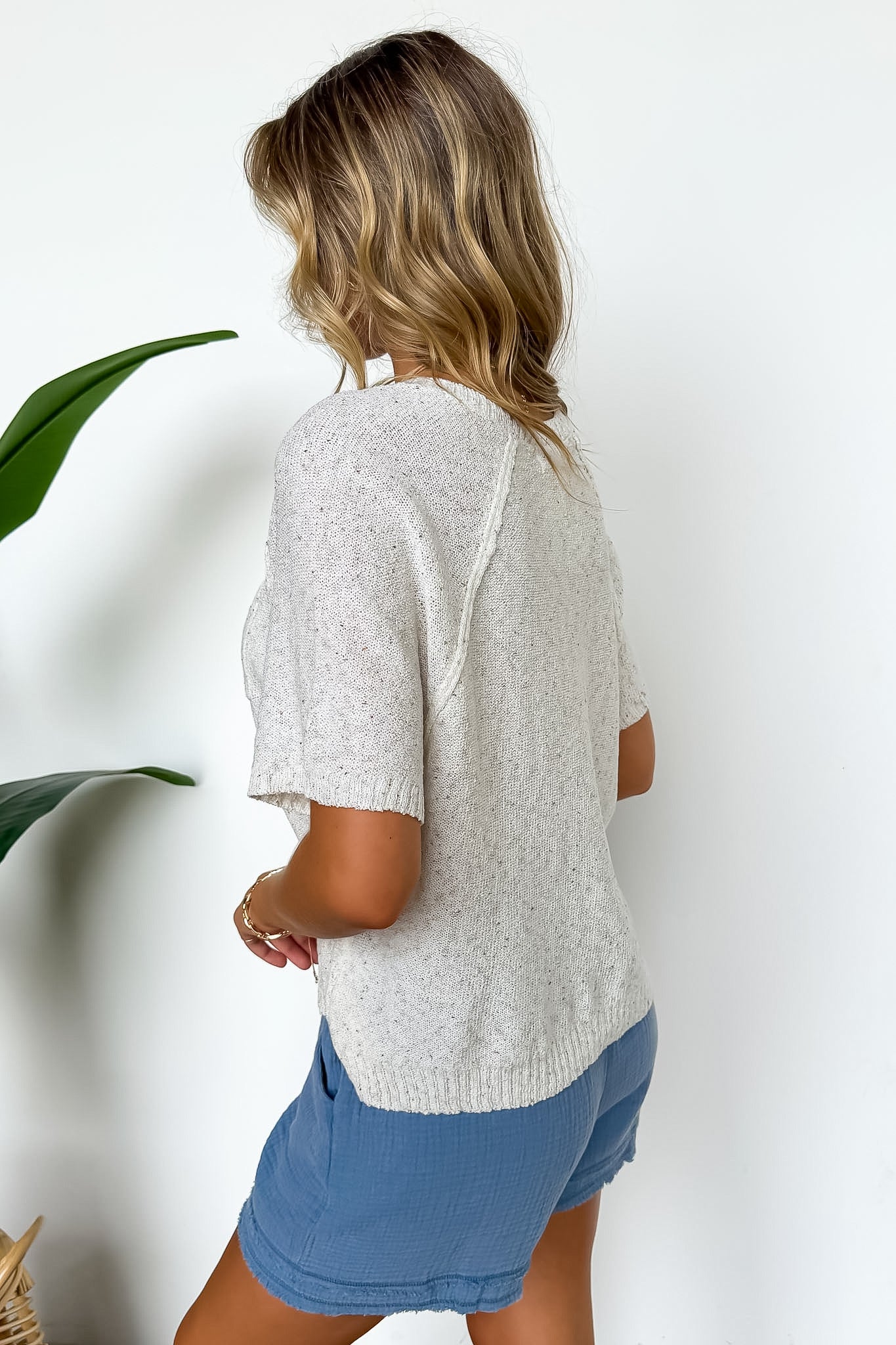 The Haze Blend Light Knit Melange Short Sleeve Top - Madison and Mallory